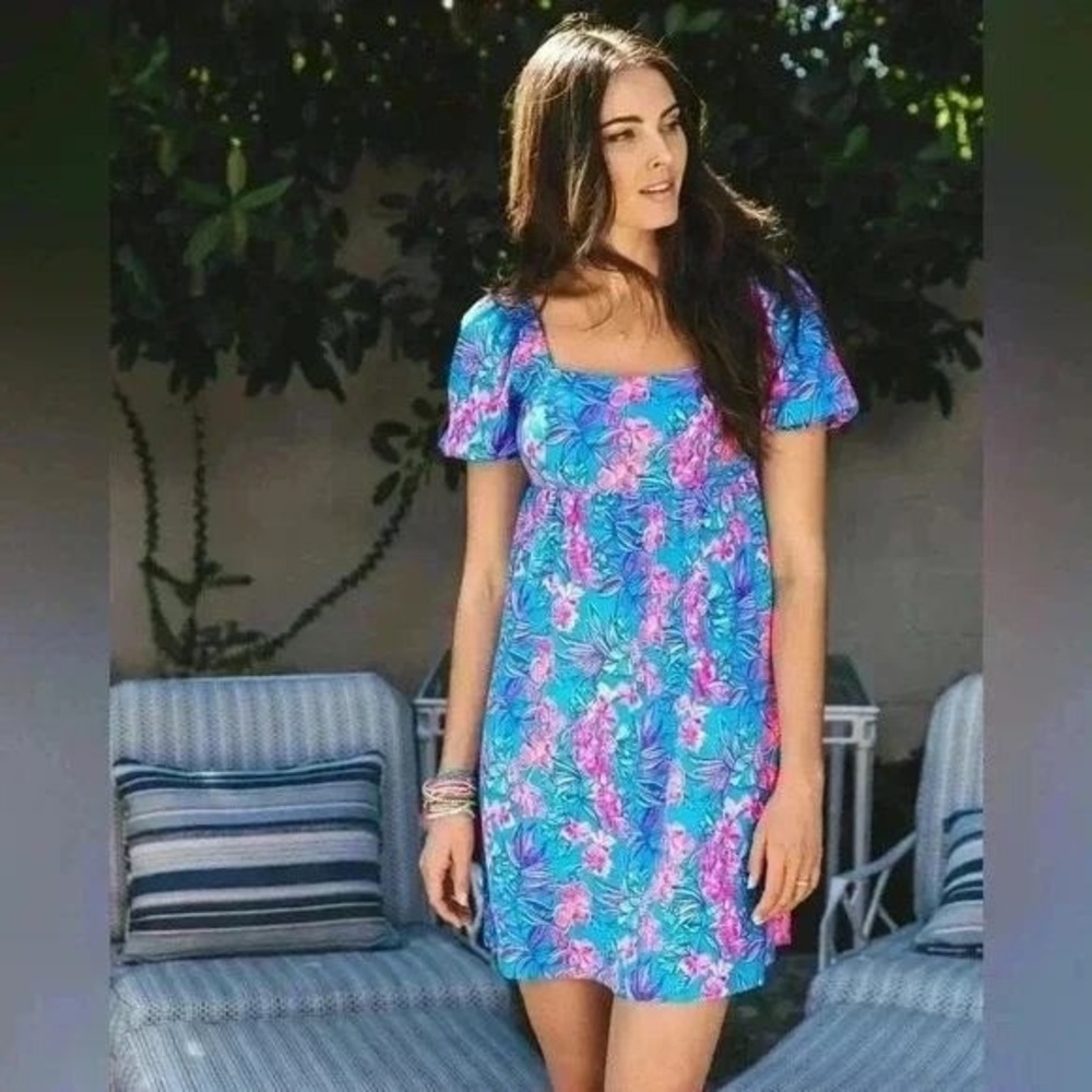 Lilly Pulitzer Women's Delaney Short Sleeve‎ Blue Orchid Oasis Dress Size 6 NWOT